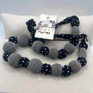 East Monochrome Fabric Bead Necklace Boho Festival Summer